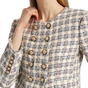 Veronica Beard Bentley Cream and Brown Plaid Blazer